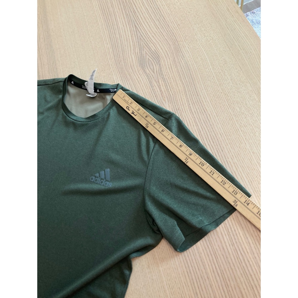 Adidas T-Shirt Mens Large Green Climalite Performance Short Sleeve Heathered Tee - Picture 8 of 8